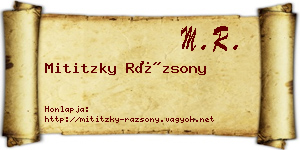 Mititzky Rázsony névjegykártya